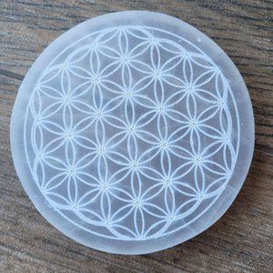 Selenite Flower of Life Jewelry Crystals Charging Plate Approximately 5 …